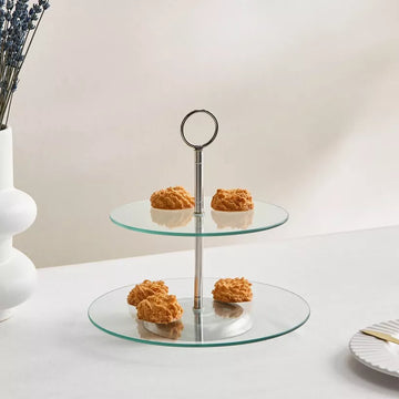 Coral 2-Tier Glass Cake Stand