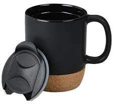 Matt Black Ceramic Coffee Mug with Lid