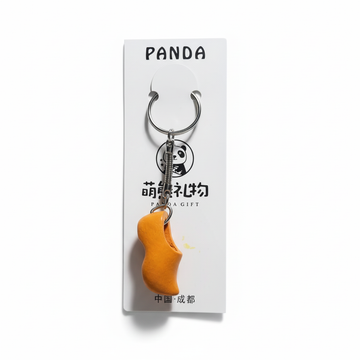 Panda Keychain with Orange Wooden Clog Charm – Cute Bag &  Key Accessory