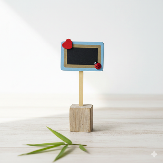 Mini Wooden Chalkboard Sign on Stick – Reusable Message &  Table Marker