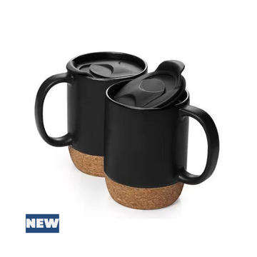 Matt Black Ceramic Coffee Mug with Lid