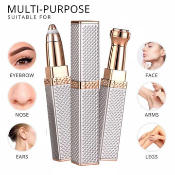 2-in-1 Flawless Facial Hair Remover & Eyebrow Trimmer | USB Rechargeable, Painless & Portable | Silver Color