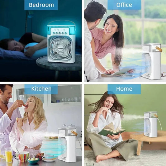 9 Inch Mist Fan | Portable Air Conditioner Fan |  Mist Water, And Humidifier Function | Led Night Light Water Mist | Random Color